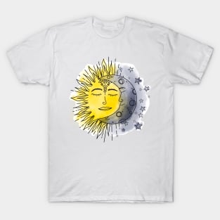 Celestial Sun Moon Watercolor T-Shirt